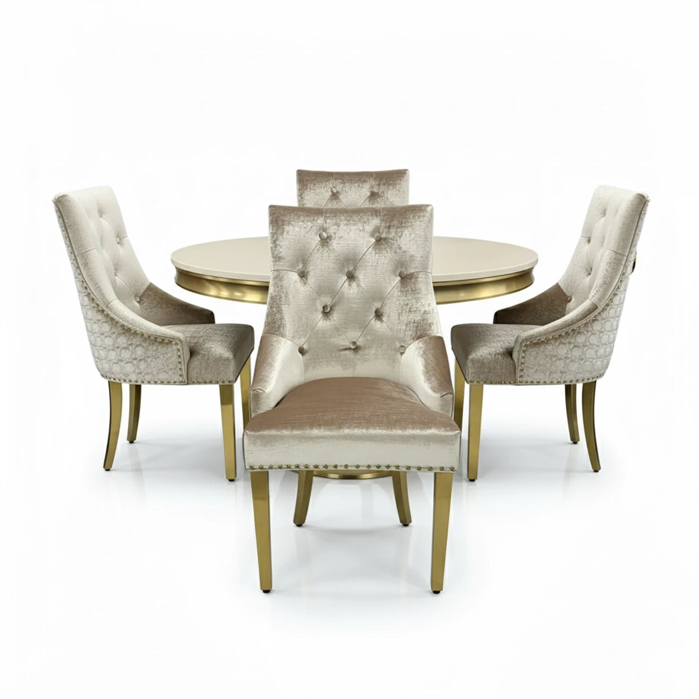 Arianna Round Gold Base Dining Table Set - Pendle Village Furniture