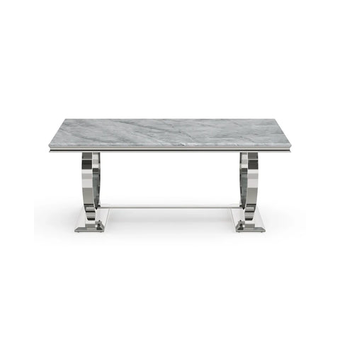 Arianna Marble Top Dining Table with London Lion Knocker Chairs - Pendle Village Furniture