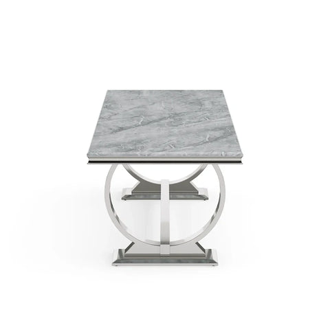 Arianna Marble Top Dining Table with London Lion Knocker Chairs - Pendle Village Furniture