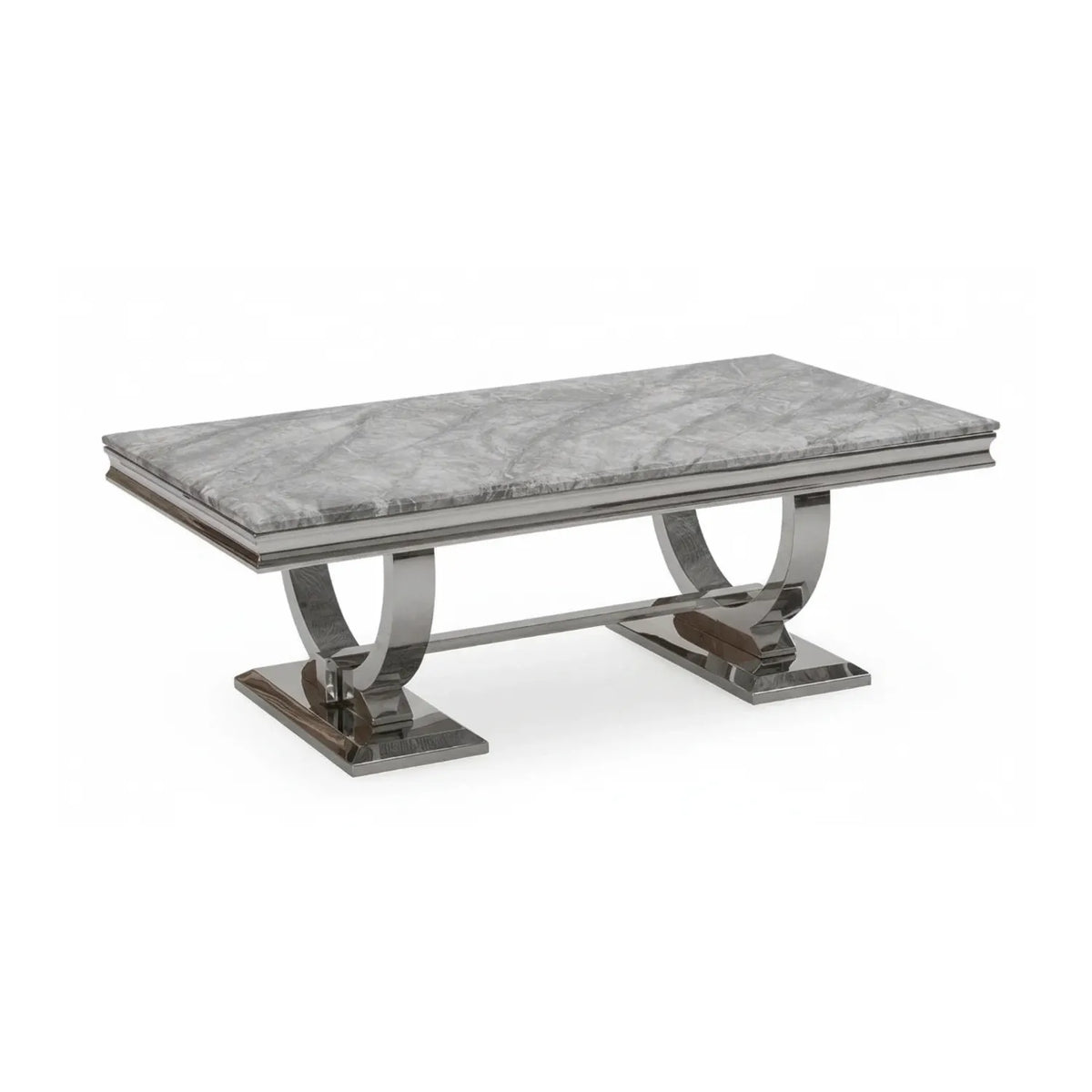 Arianna Light Grey Marble and Chrome Coffee Table - Pendle Village Furniture