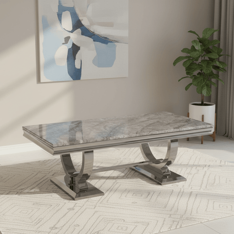Arianna Light Grey Marble and Chrome Coffee Table