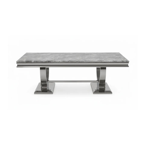 Arianna Light Grey Marble and Chrome Coffee Table - Pendle Village Furniture