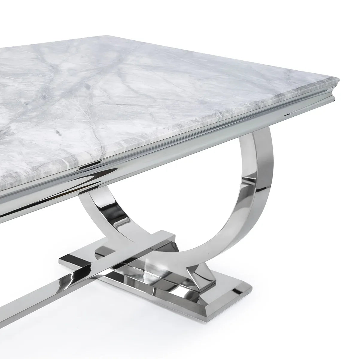 Arianna 2M Marble Top Dining Table with 6 Ring Knocker Chairs - Close Up Of Dining Table Legs