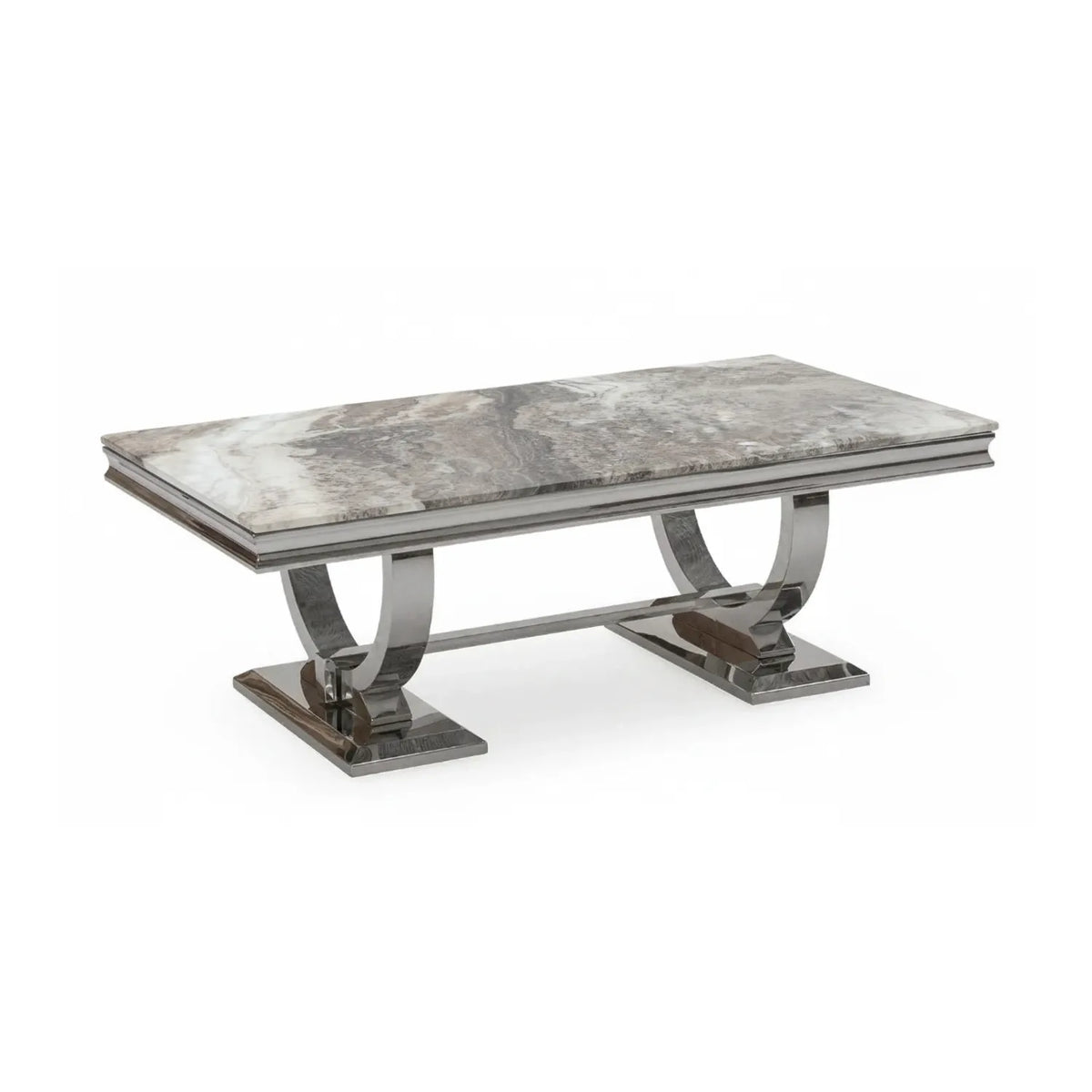 Arianna Mix Brown Marble and Chrome Coffee Table - Pendle Village Furniture