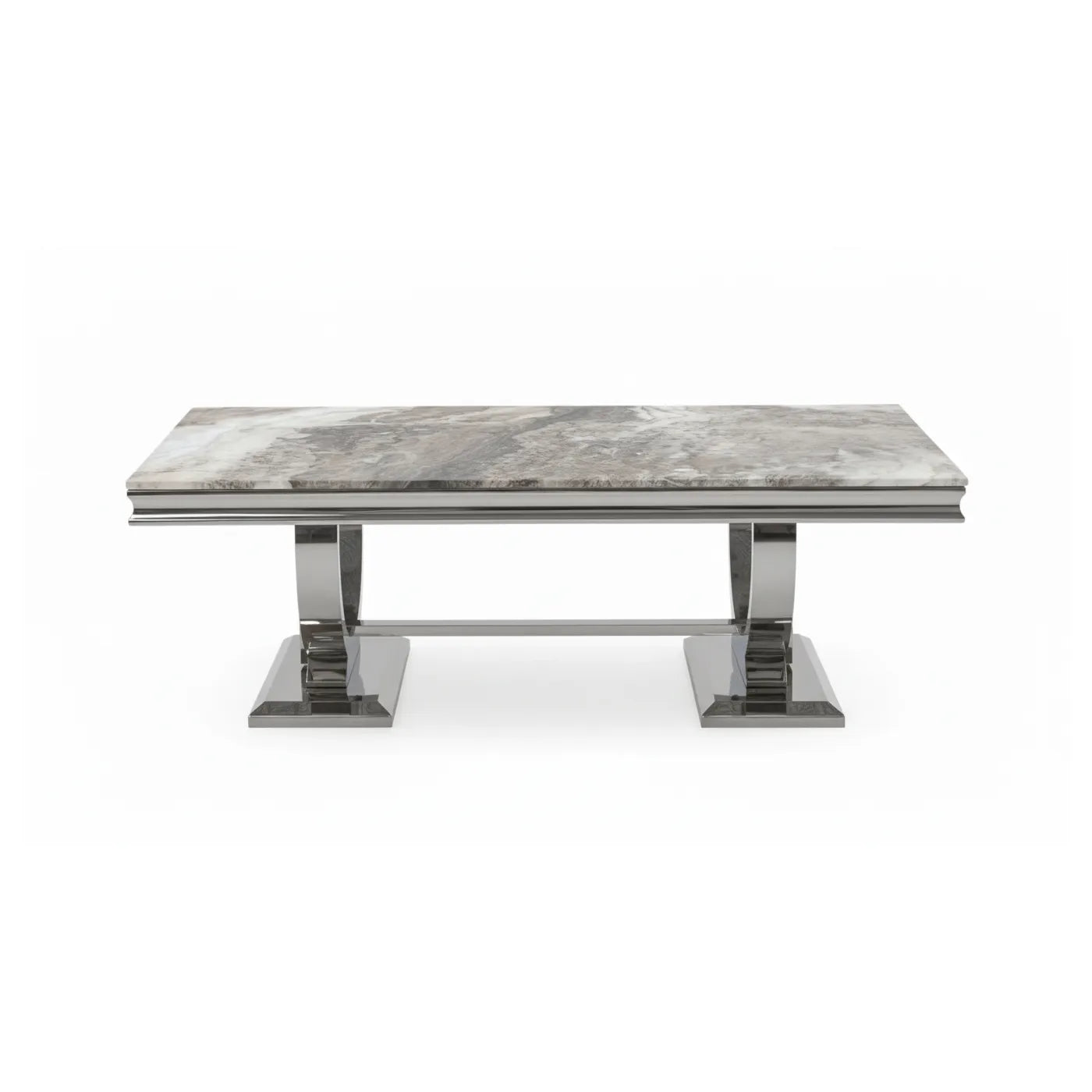 Arianna Mix Brown Marble and Chrome Coffee Table - Pendle Village Furniture