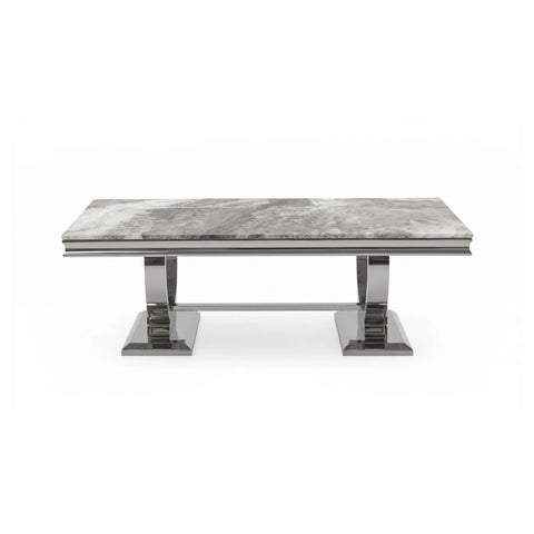 Arianna Mix Brown Marble and Chrome Coffee Table - Pendle Village Furniture