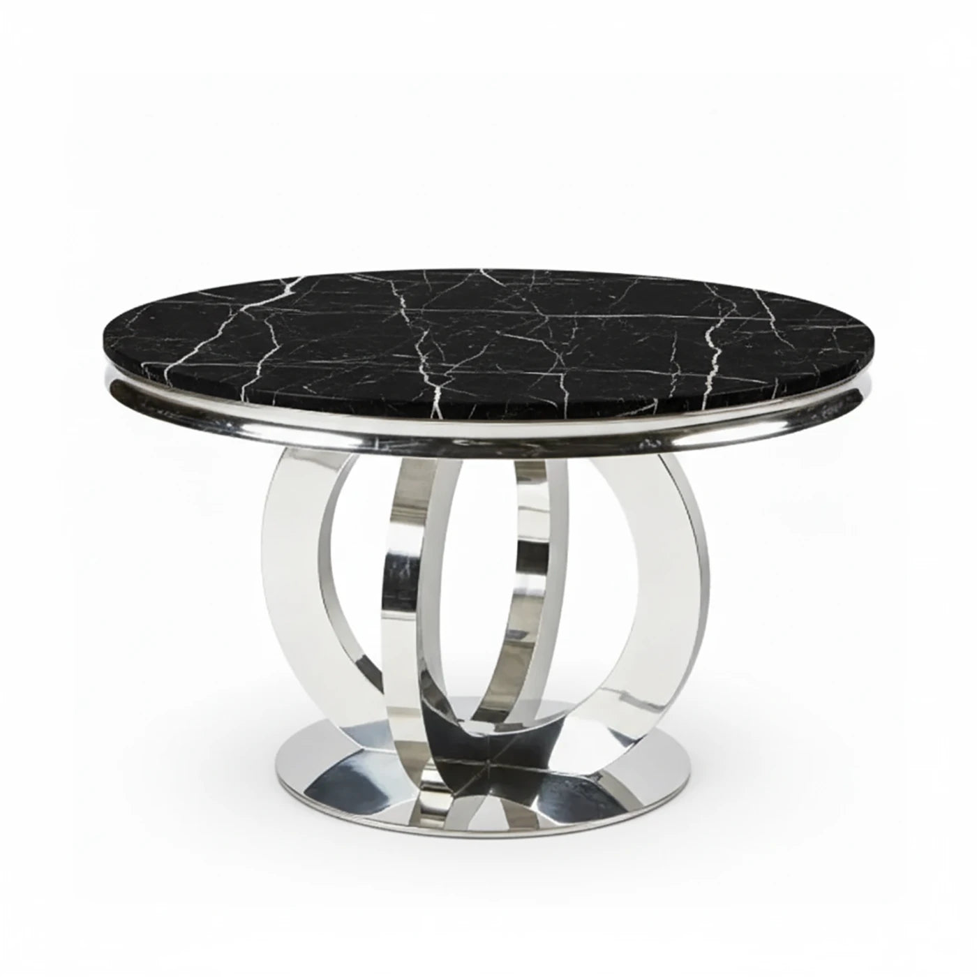 Arianna Round Mix Brown Marble Top Dining Table - Pendle Village Furniture