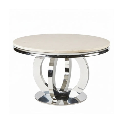 Arianna Round Mix Brown Marble Top Dining Table - Pendle Village Furniture
