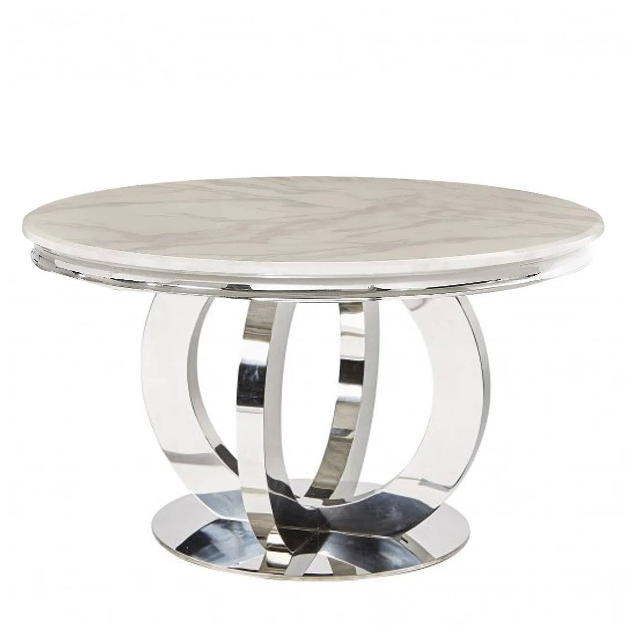 Arianna Round White Marble Dining Table with 4 Belvedere Chairs, choose from 5 colours of marble table top - Dining Table