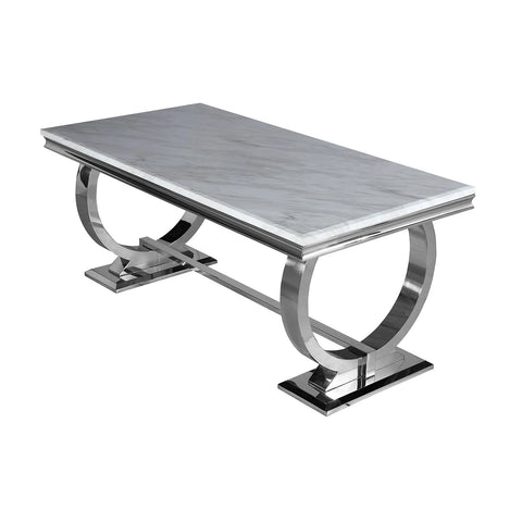 Arianna Marble Top Dining Table with London Lion Knocker Chairs - Pendle Village Furniture