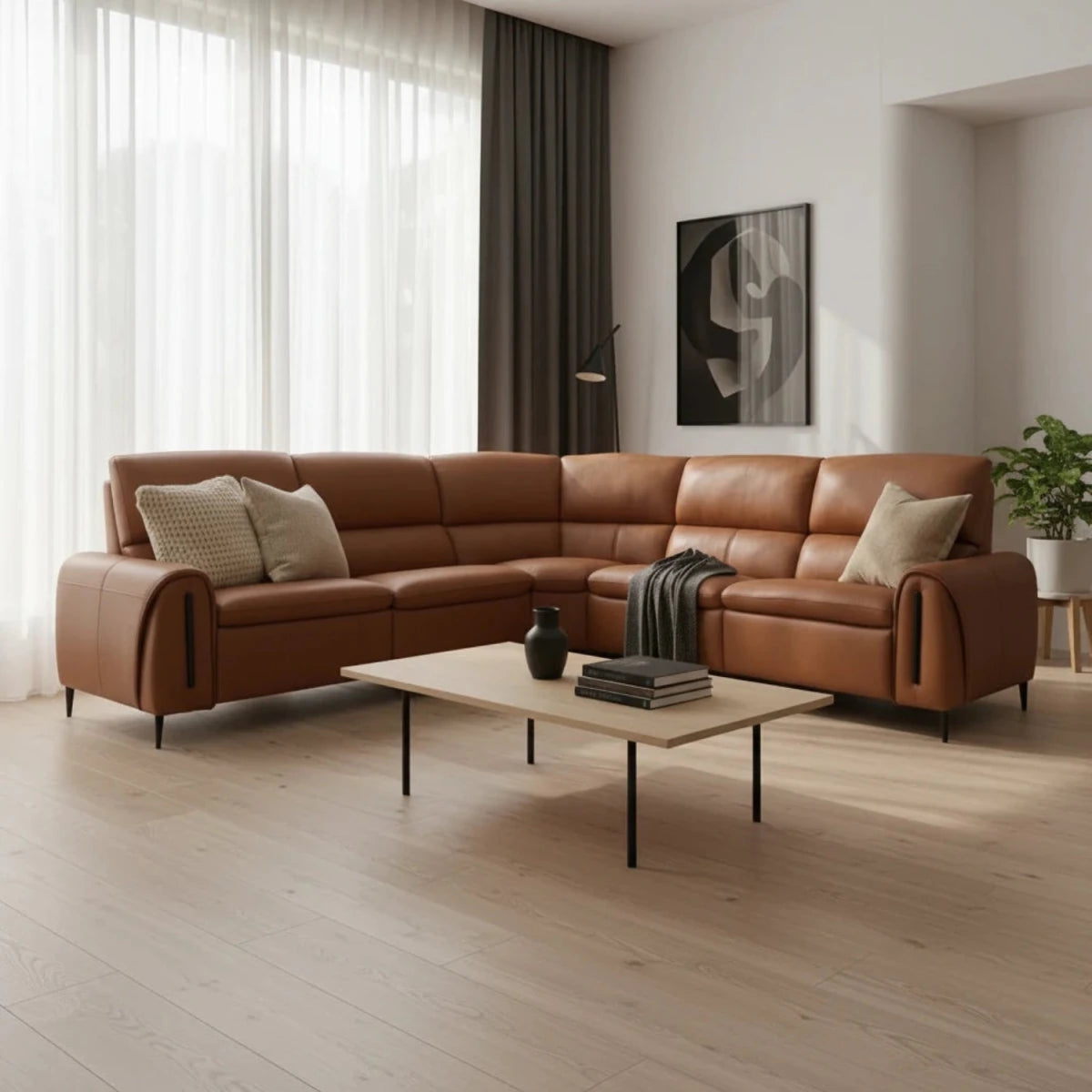 Electric recliner corner sofa with modern luxury design.