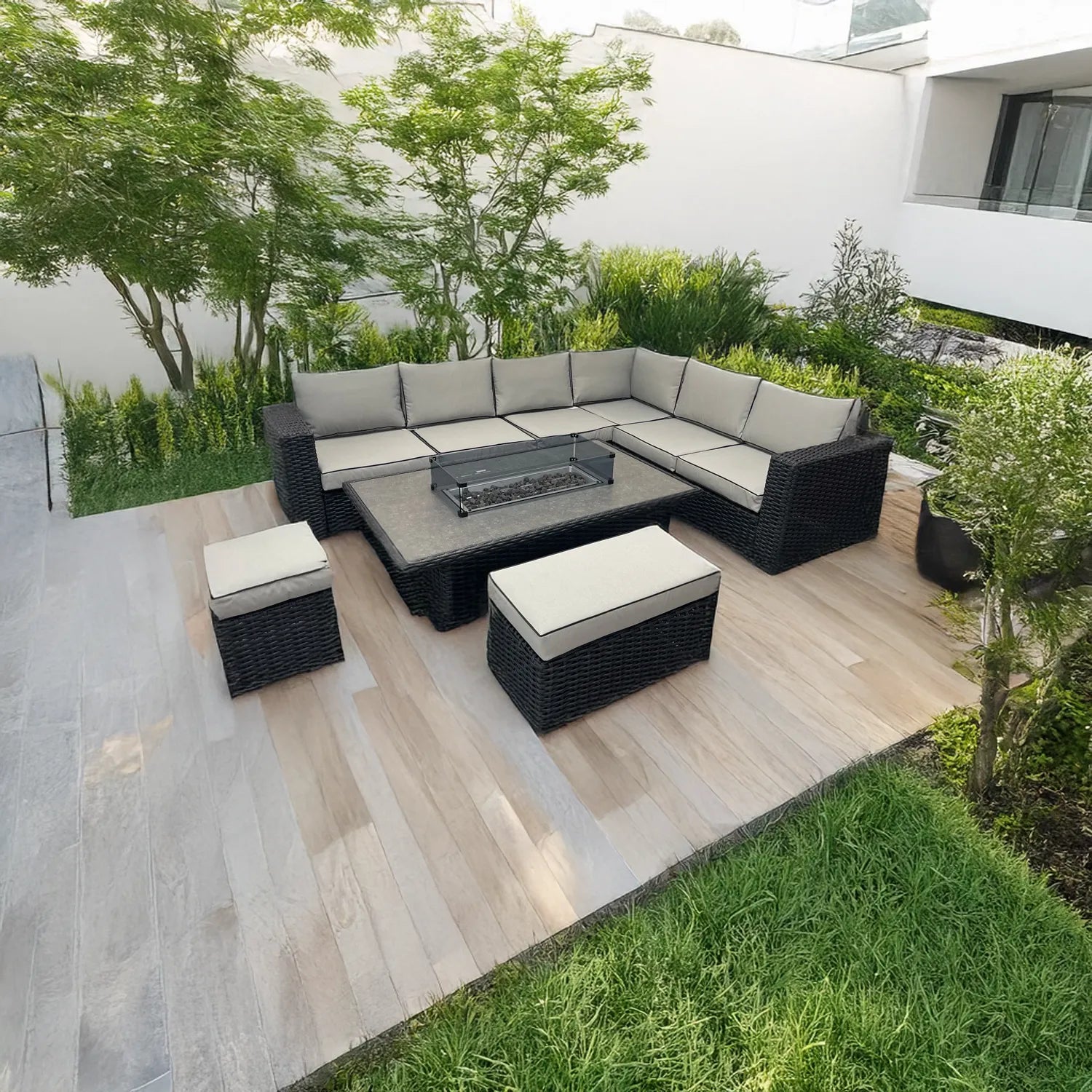 Arlberg Steel/Rattan 6 Piece Garden Furniture Set
