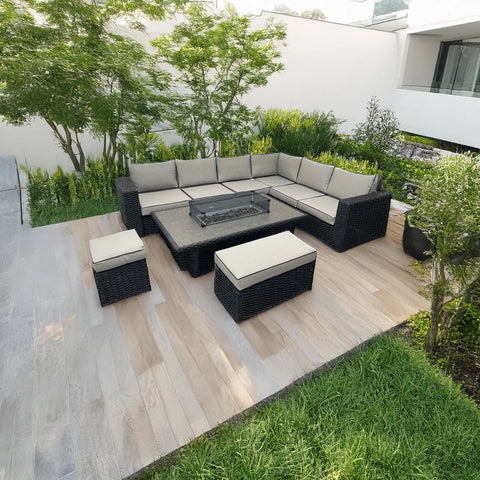 Arlberg Steel/Rattan 6 Piece Garden Furniture Set