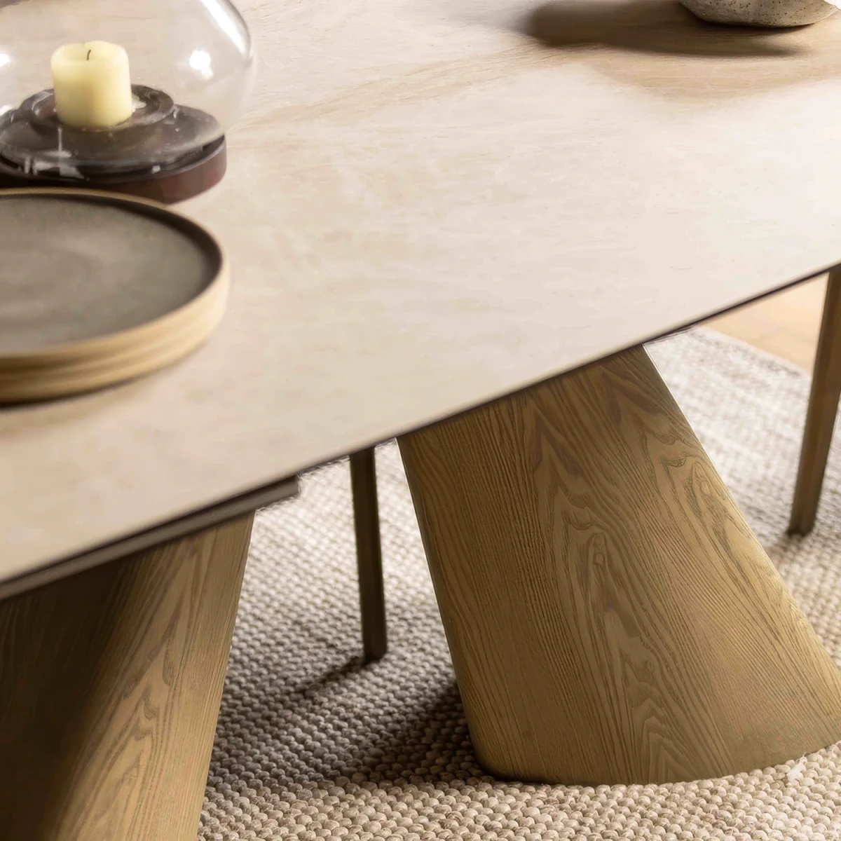 Table top of Arlo Cream Ceramic Extending Dining Table