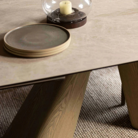 Arlo Cream Ceramic 180-260cm Extending Dining Table