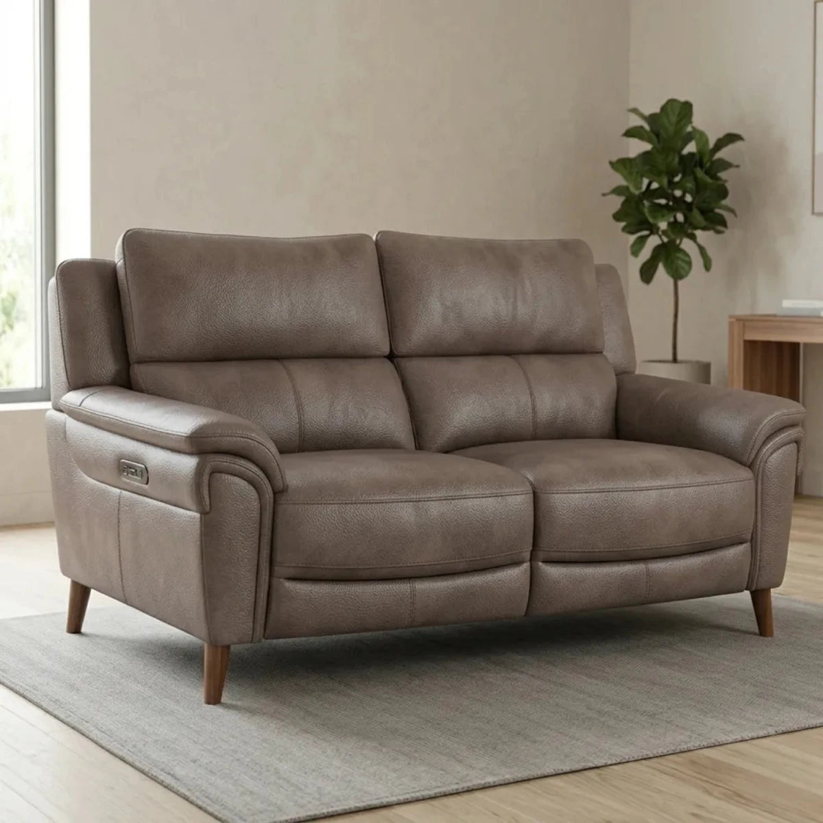 Arlo Prestige leather 3 seater power recliner sofa with USB ports and high back.
