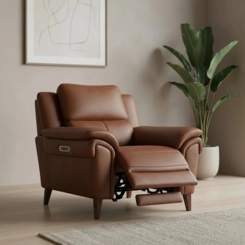 Arlo Prestige leather power recliner armchair with high back and USB charging.