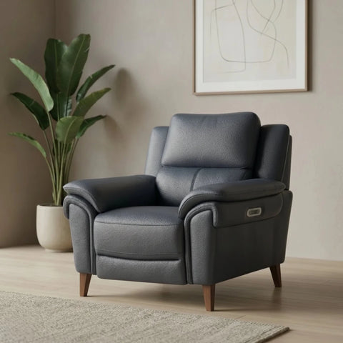 Modern recliner armchair with coil sprung foam seating and support.