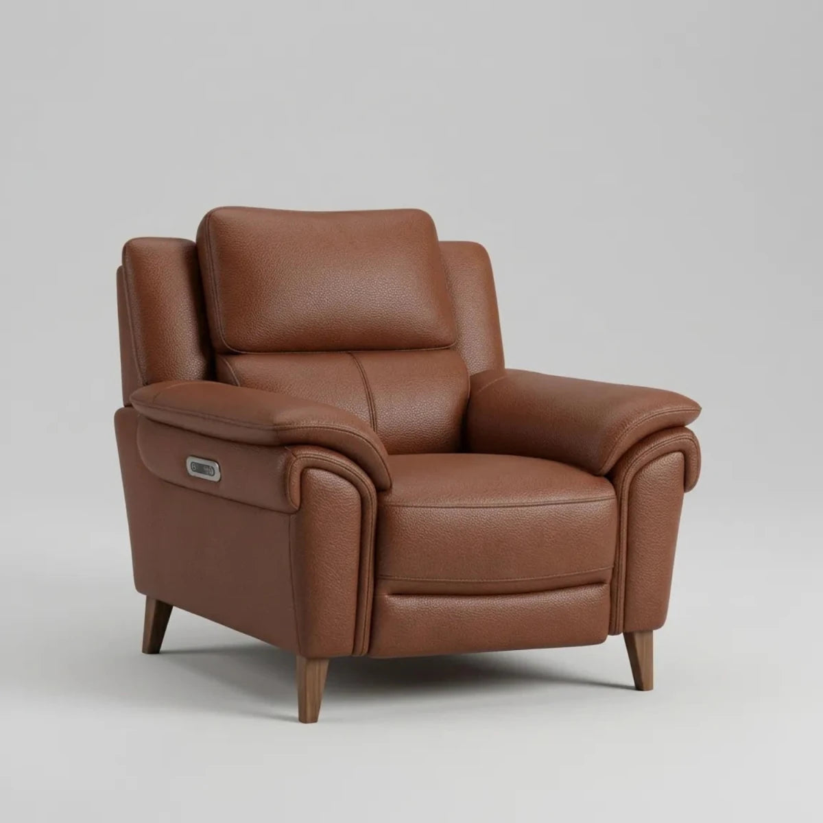 Luxury leather recliner chair with adjustable headrest and soft cushioning.