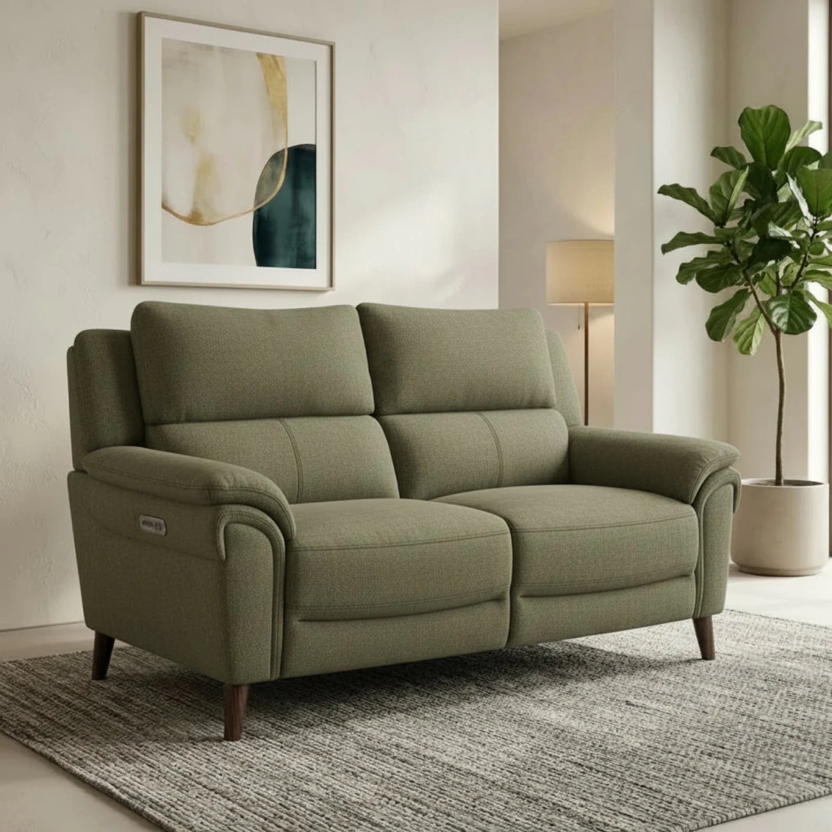 Modern three-seater recliner sofa with coil sprung foam seating.