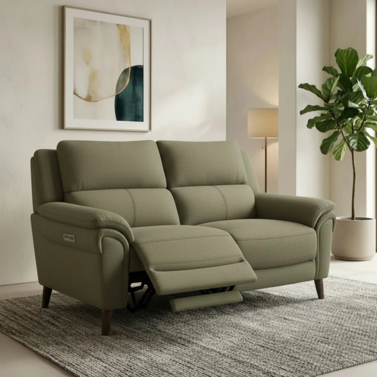 Smooth power reclining mechanism with easy button control.