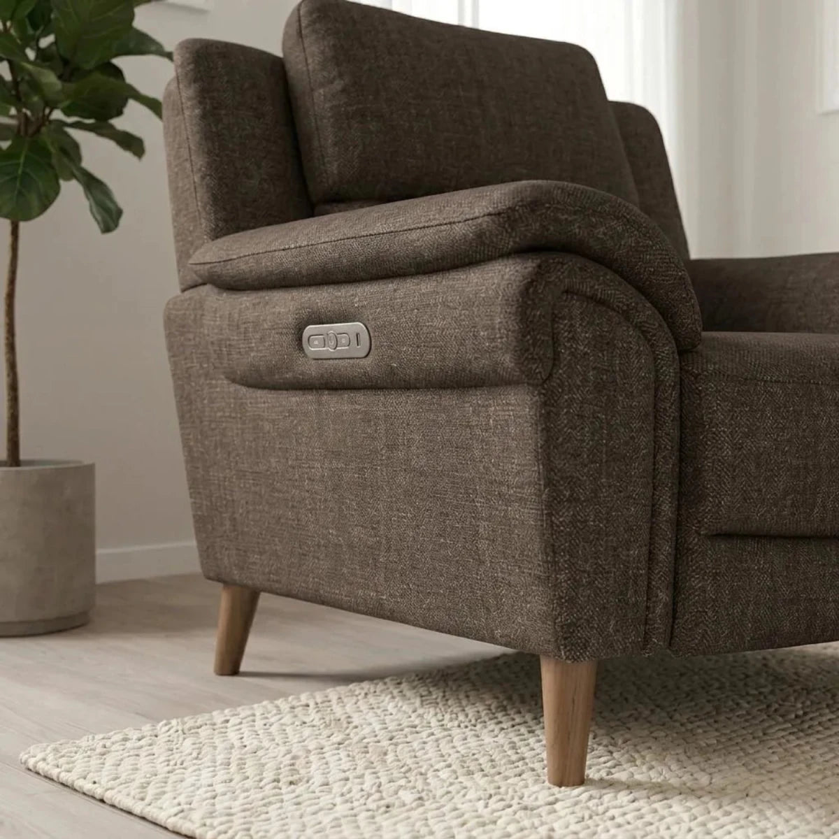 Electric recliner feature with effortless operation.
