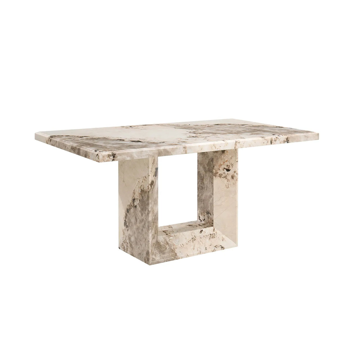 Arsenal Mottled Mocha Marble Dining Table with 4 Apollo Swivel Dining Chairs - Pendle Village Furniture