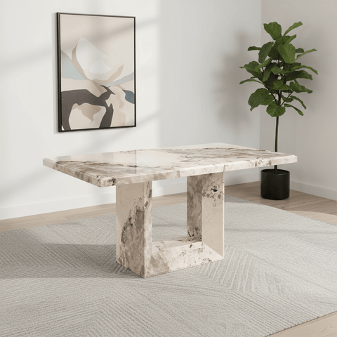 Arsenal Mottled Mocha Marble Dining Table – 160cm