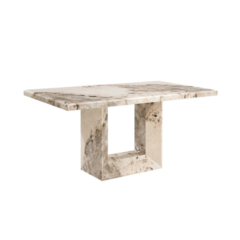Arsenal Mottled Mocha Marble Dining Table with 4 Apollo Swivel Dining Chairs - Pendle Village Furniture