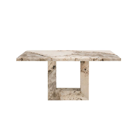 Arsenal Mottled Mocha Marble Dining Table with 4 Apollo Swivel Dining Chairs - Pendle Village Furniture