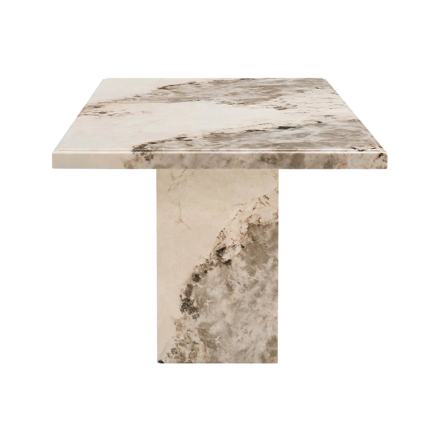 Arsenal Mottled Mocha Marble Dining Table with 4 Apollo Swivel Dining Chairs - Pendle Village Furniture