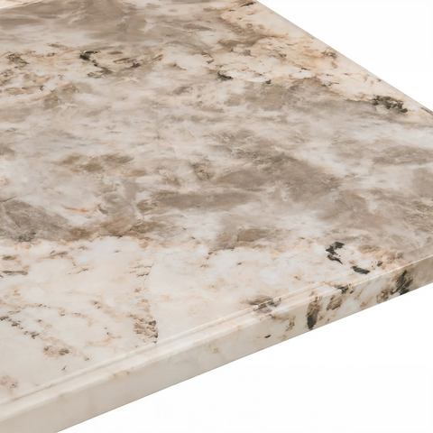 Arsenal Mottled Mocha Marble Dining Table with 4 Apollo Swivel Dining Chairs - Pendle Village Furniture