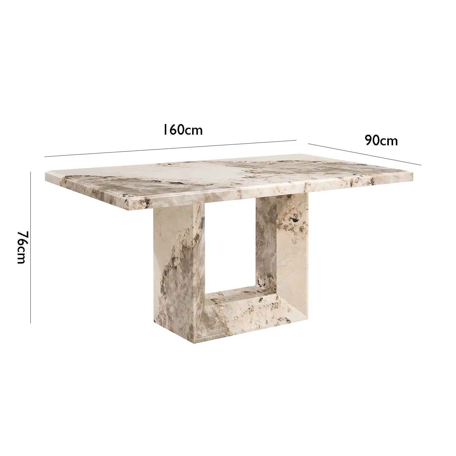 Arsenal Mottled Mocha Marble Dining Table – 160cm - Pendle Village Furniture