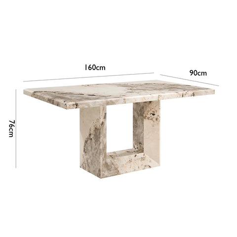 Arsenal Mottled Mocha Marble Dining Table – 160cm - Pendle Village Furniture