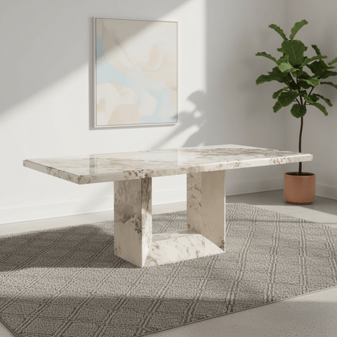 Arsenal 200cm Mottled Mocha Marble Dining Table