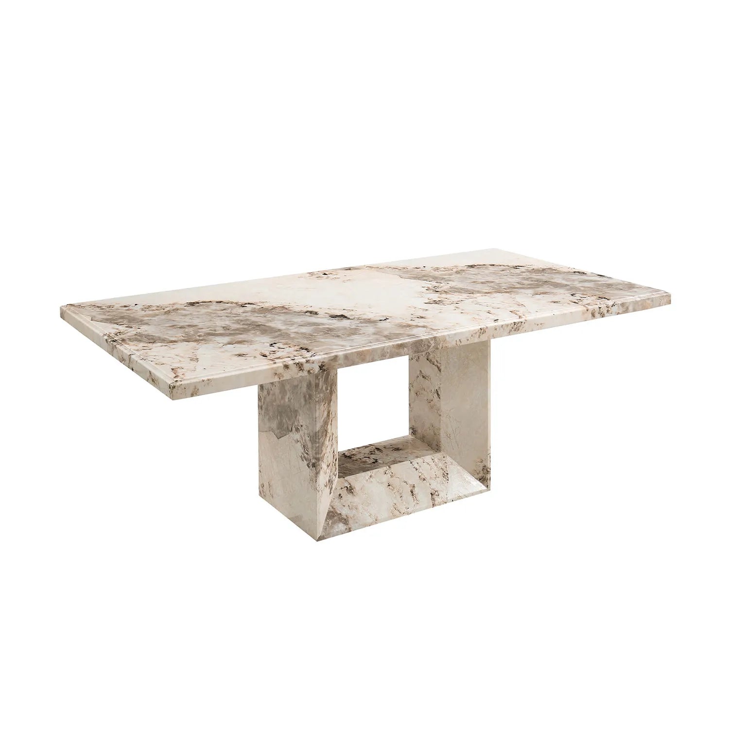 Arsenal 200cm Mottled Mocha Marble Dining Table