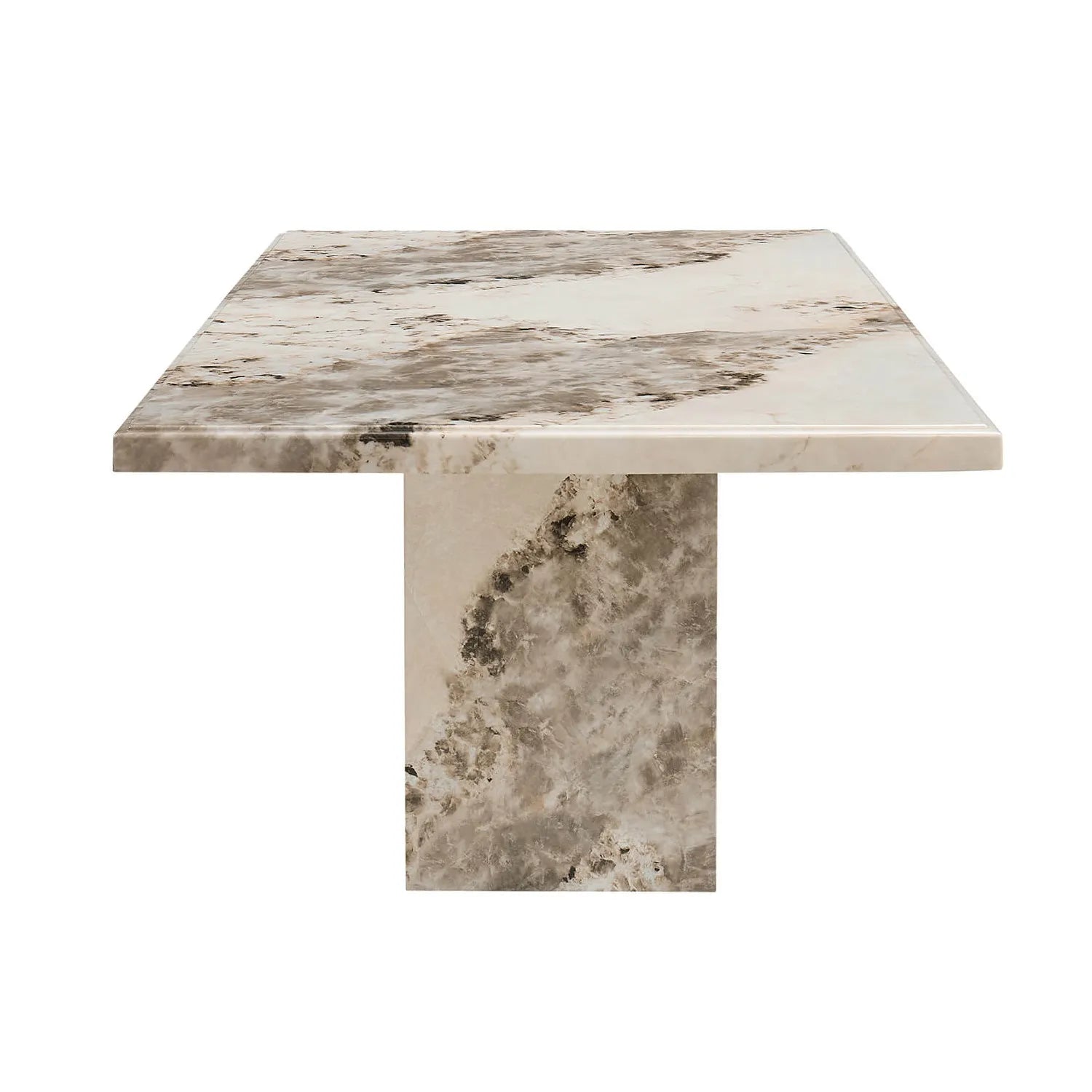 Side View of Arsenal 200cm Mottled Mocha Marble Dining Table