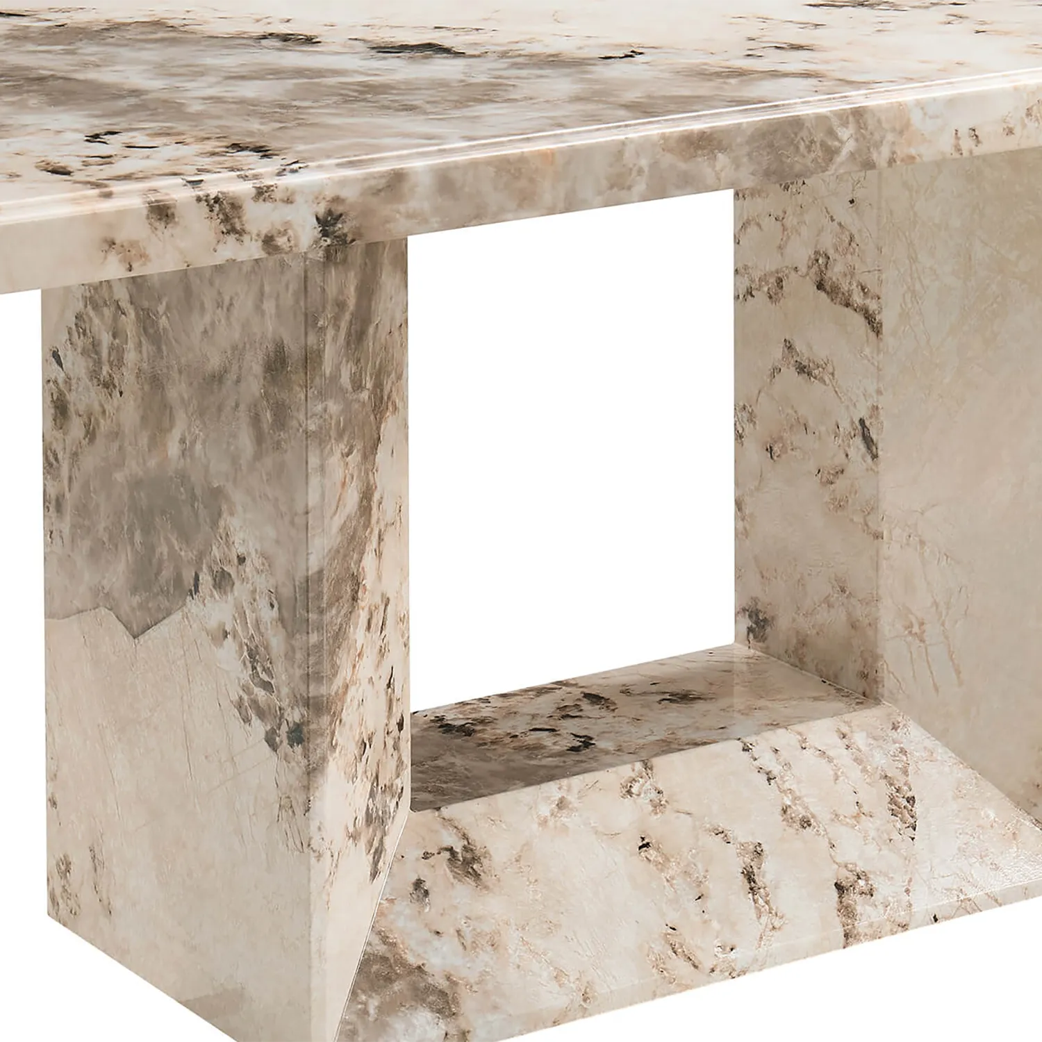 Base Close Up of Arsenal 200cm Mottled Mocha Marble Dining Table