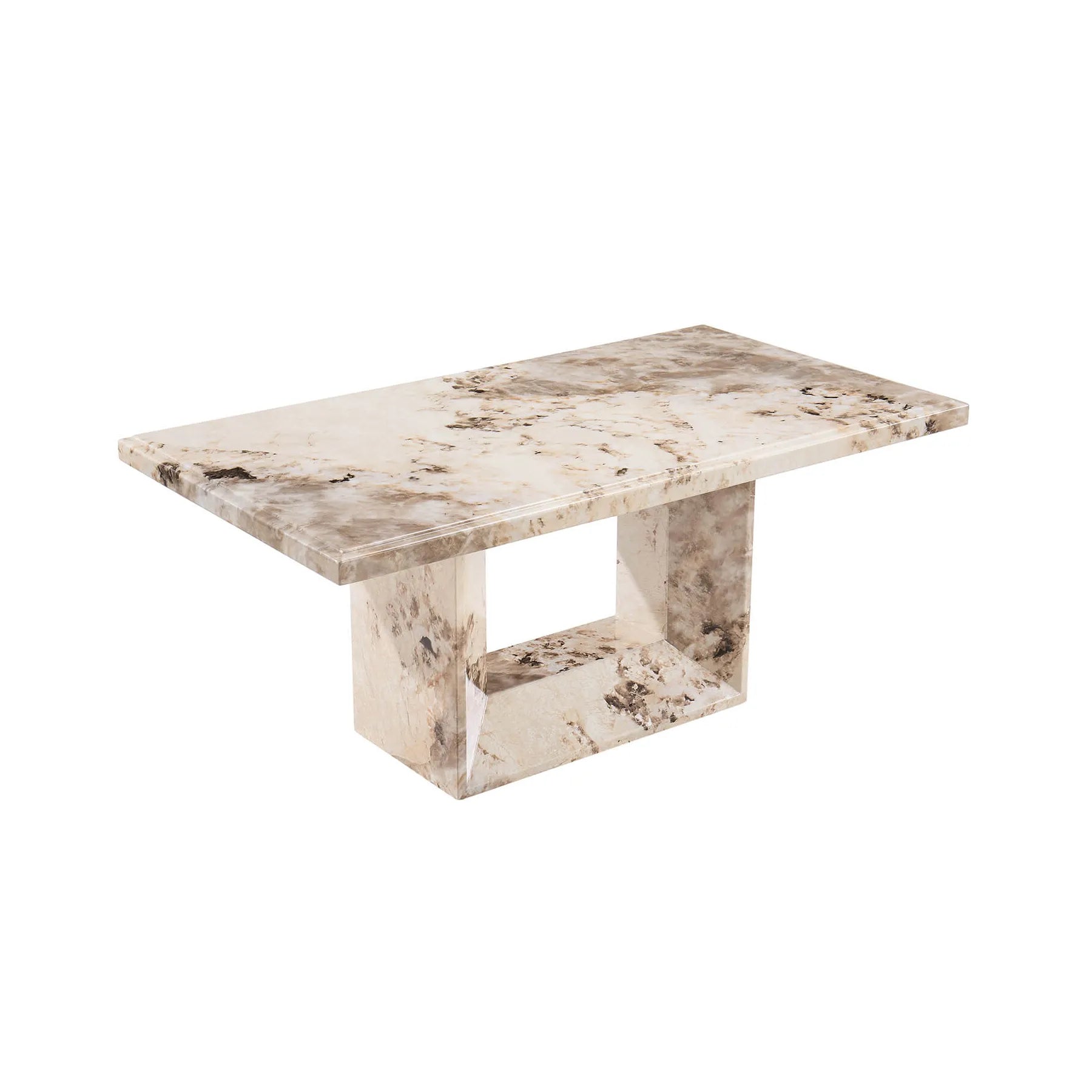 Arsenal Mottled Mocha Marble Coffee Table - Pendle Village Furniture