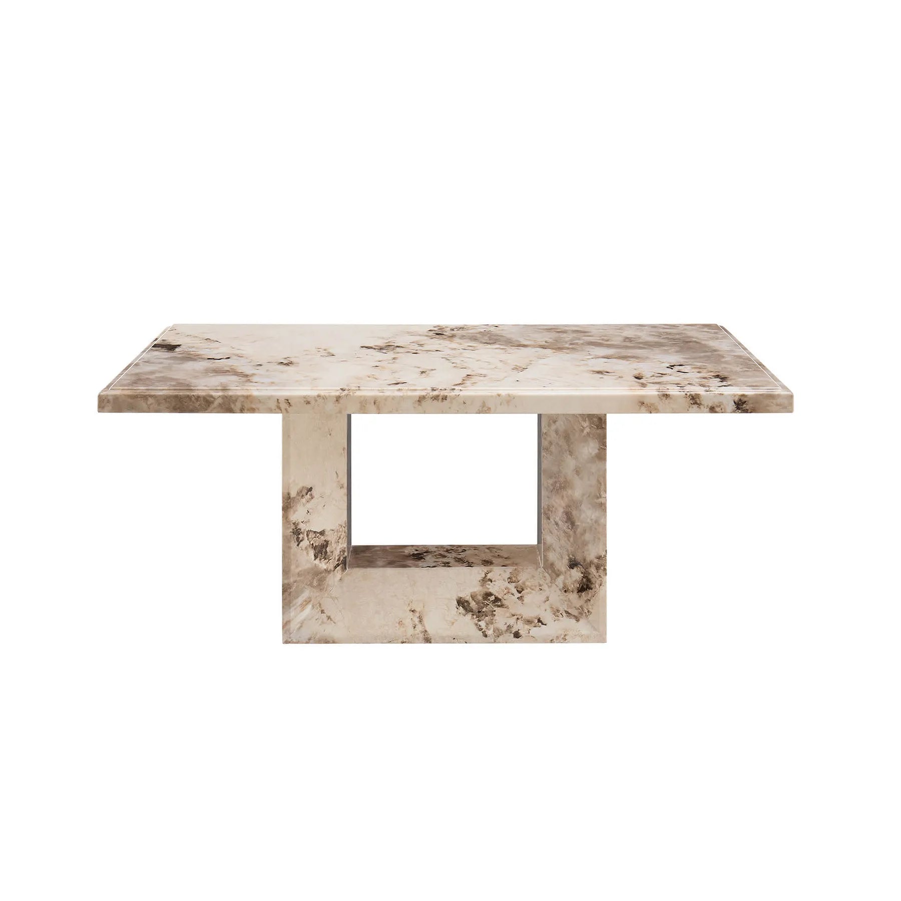 Arsenal Mottled Mocha Marble Coffee Table - Pendle Village Furniture