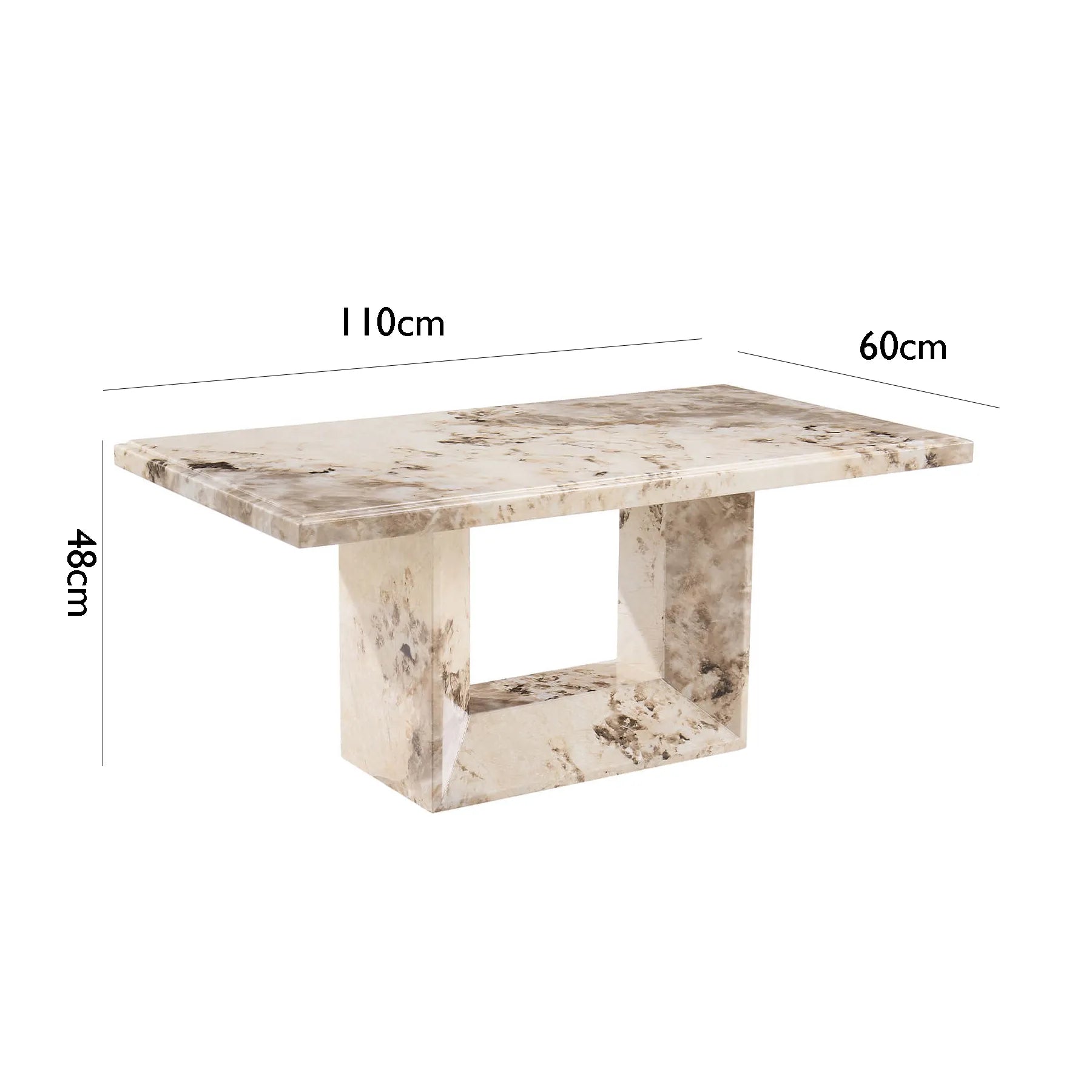 Arsenal Mottled Mocha Marble Coffee Table - Pendle Village Furniture