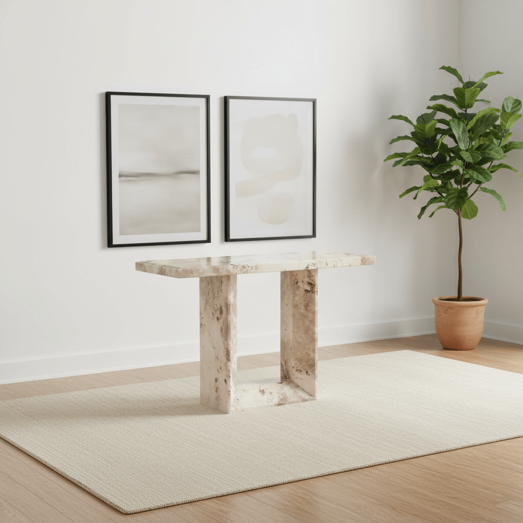Arsenal Mottled Mocha Marble Console Table