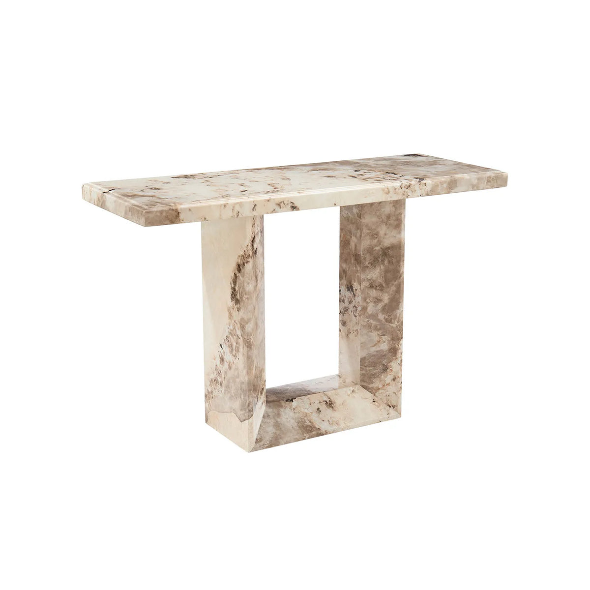 Arsenal Mottled Mocha Marble Console Table - Pendle Village Furniture