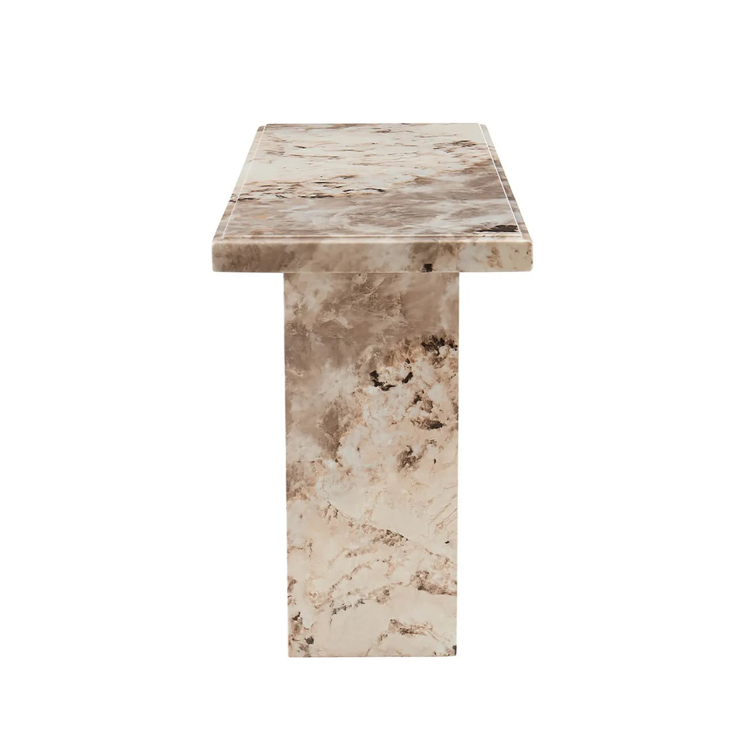Arsenal Mottled Mocha Marble Console Table - Pendle Village Furniture