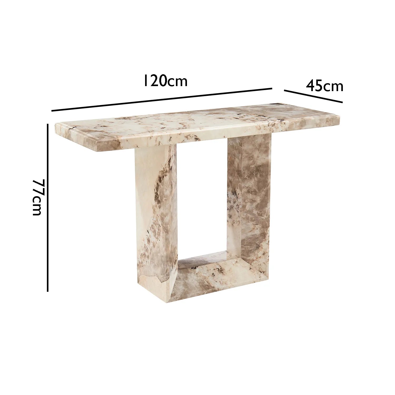 Arsenal Mottled Mocha Marble Console Table - Pendle Village Furniture