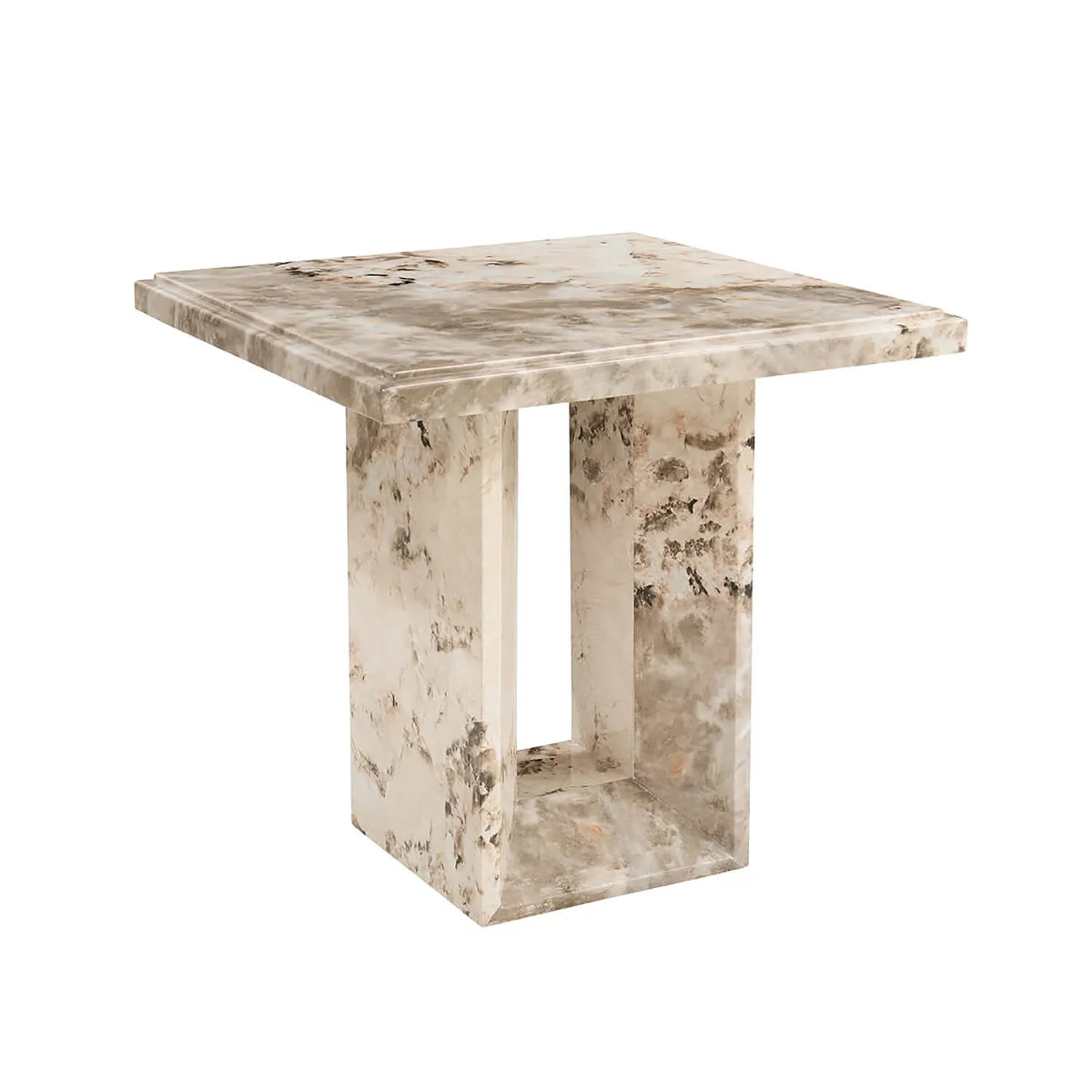 Arsenal Mottled Mocha Marble Lamp Table - Pendle Village Furniture