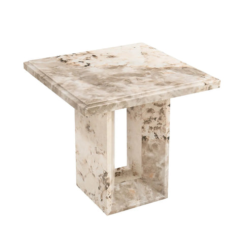 Arsenal Mottled Mocha Marble Lamp Table - Pendle Village Furniture
