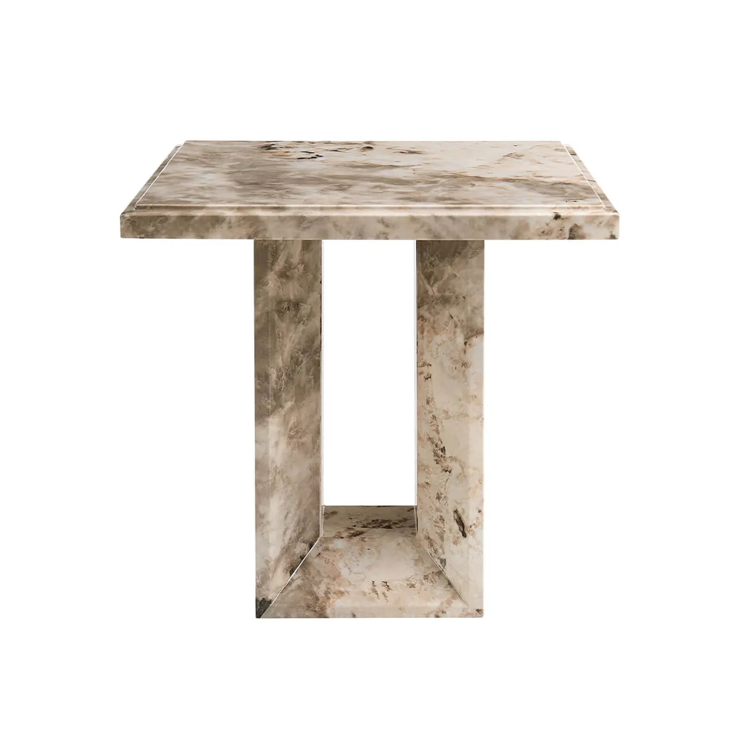 Arsenal Mottled Mocha Marble Lamp Table - Pendle Village Furniture