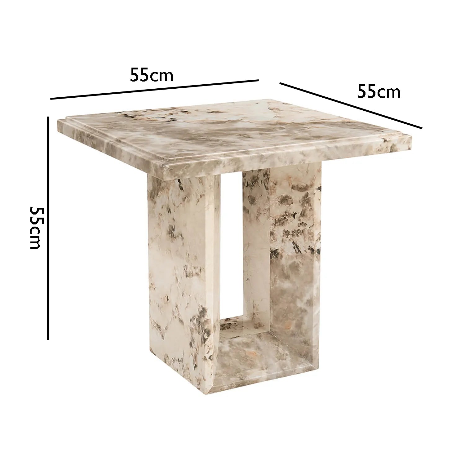 Arsenal Mottled Mocha Marble Lamp Table - Pendle Village Furniture