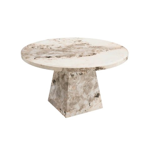 Arsenal Round Mottled Mocha Marble Dining Table 